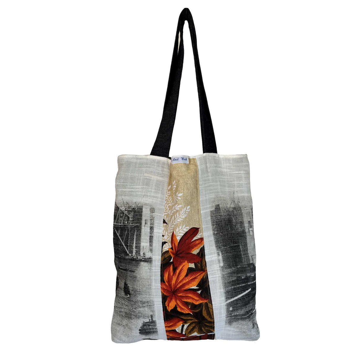 P+O teatowel tote, reverse, on white background