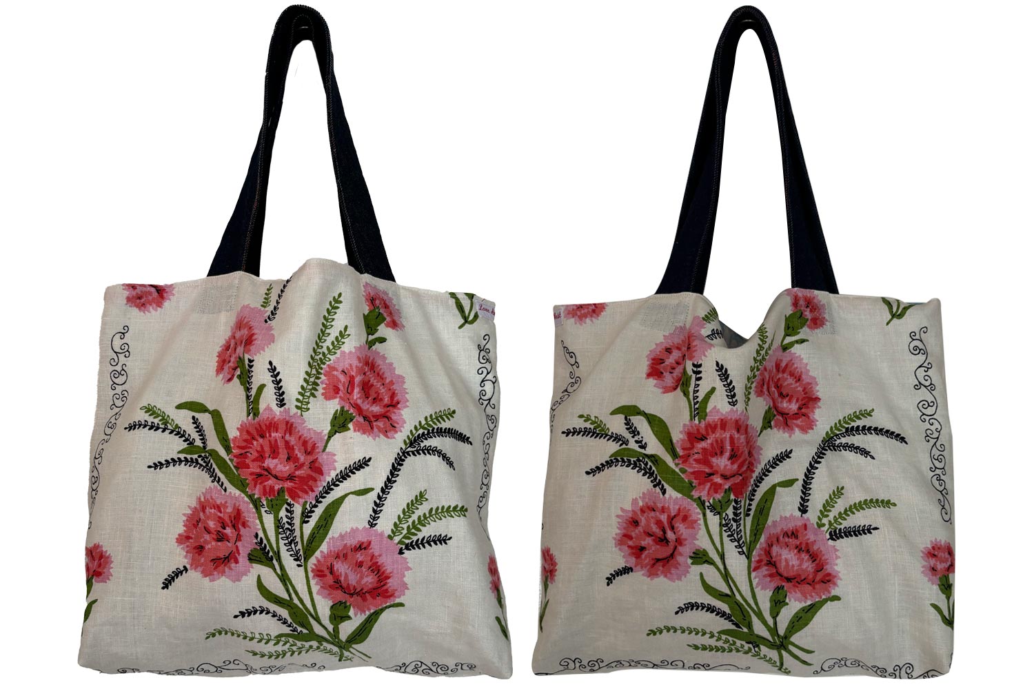 Carnation teatowel tote bag