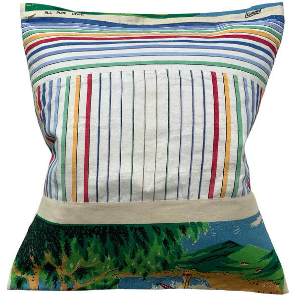 Queensland vintage linen teatowel cushion cover n white background