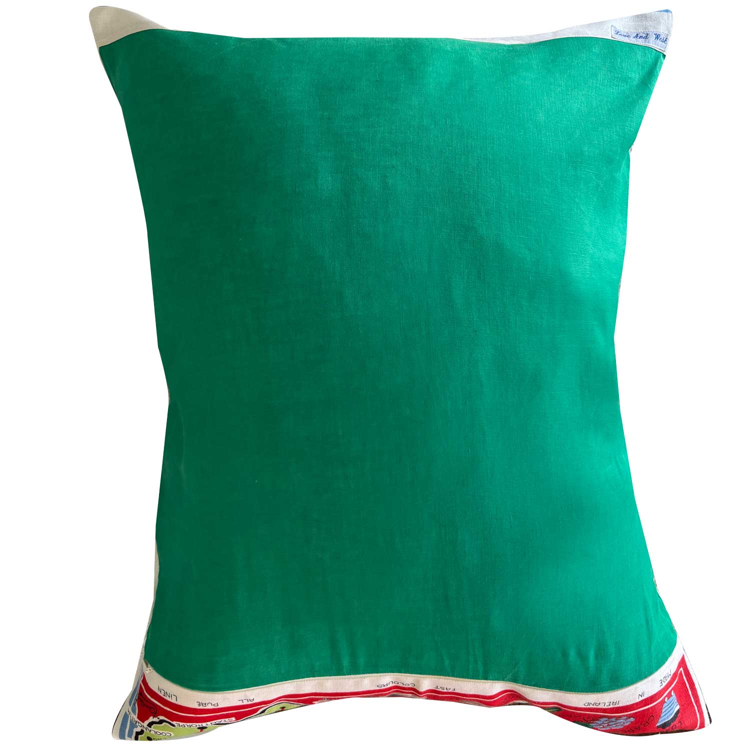 Decorative Queensland souvenir teatowel pillow with map design on a white background