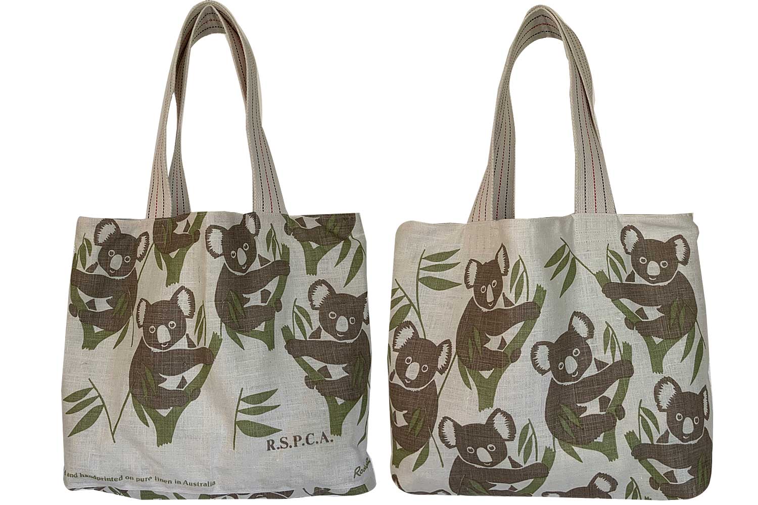 Koalas in formation teatowel tote bag