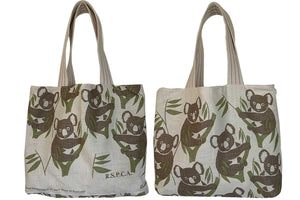 Koalas in formation teatowel tote bag