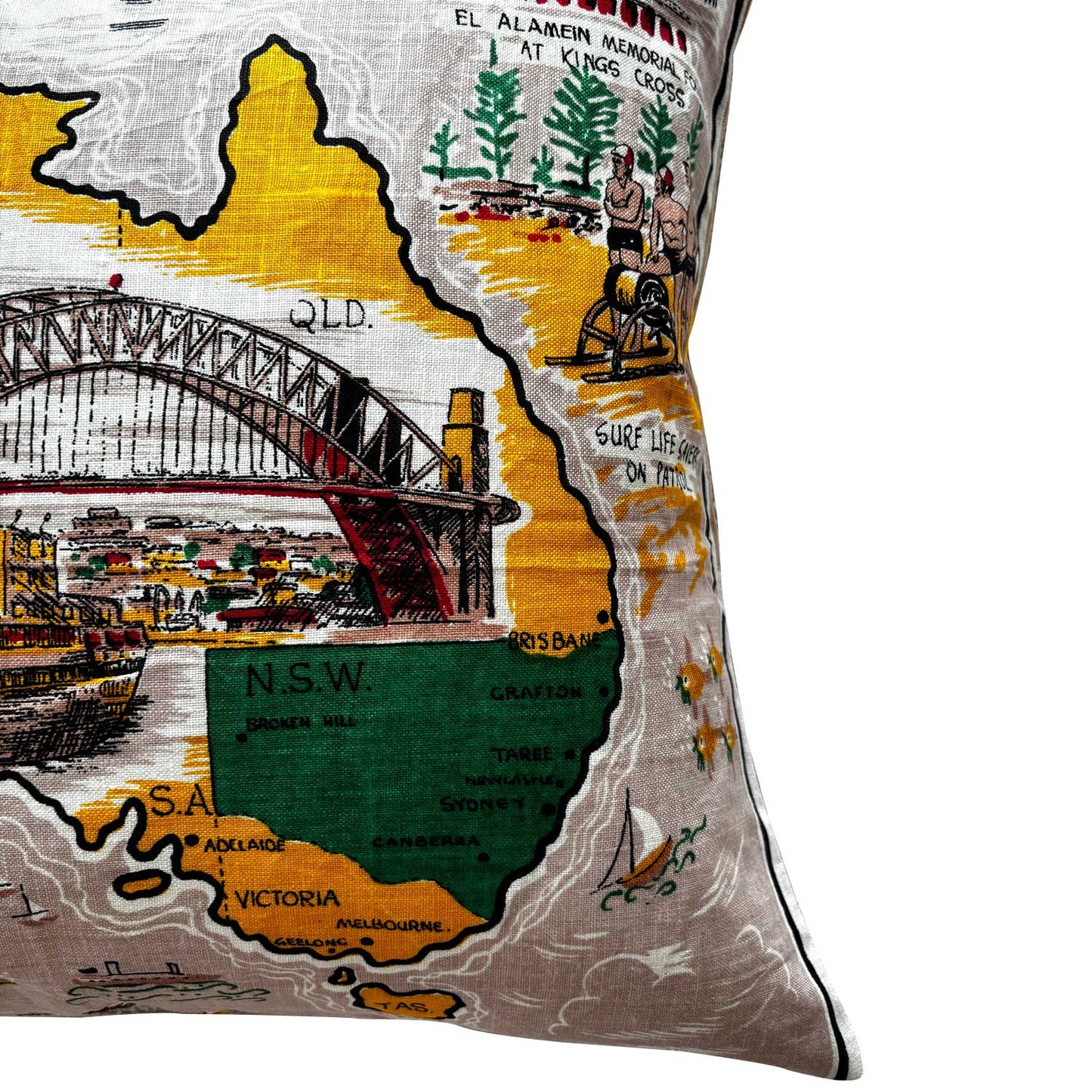 Sydney and Australian map vintage teatowel cushion cover