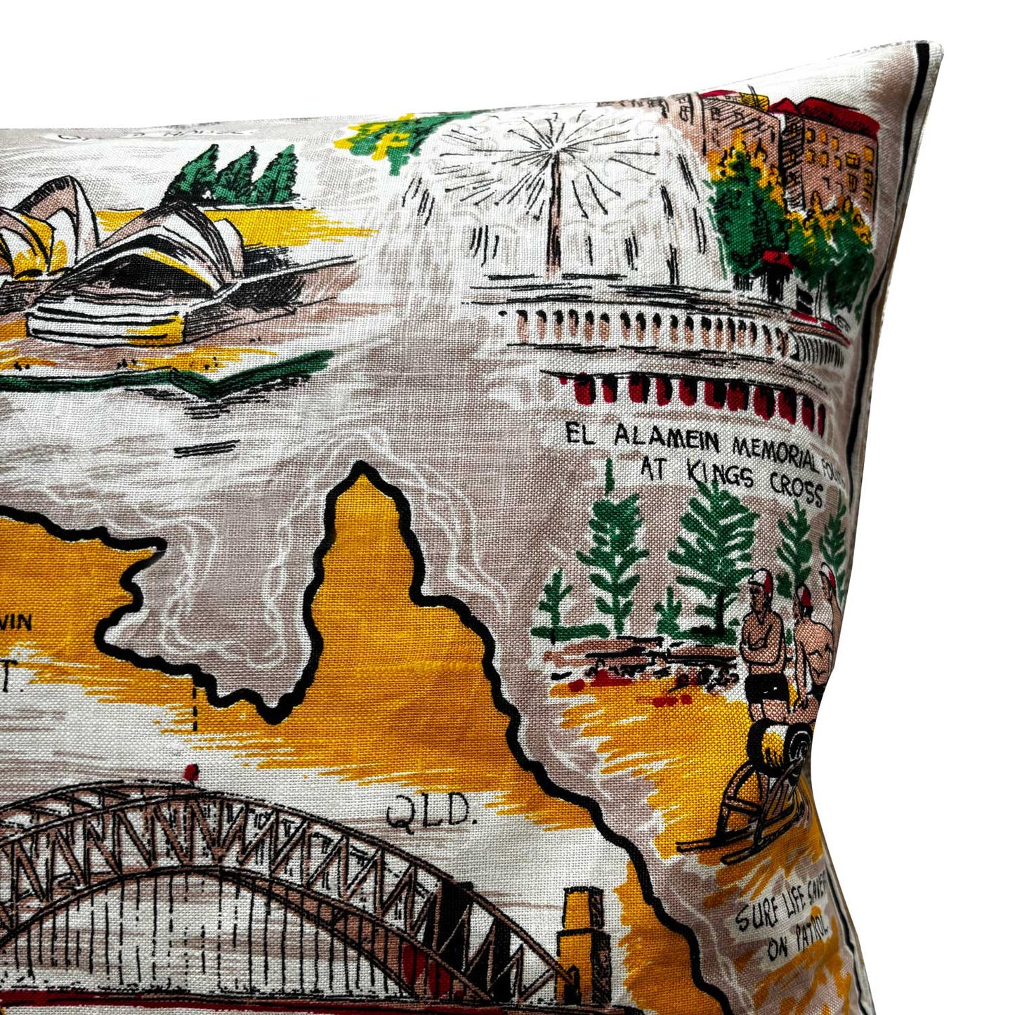 Sydney and Australian map vintage teatowel cushion cover
