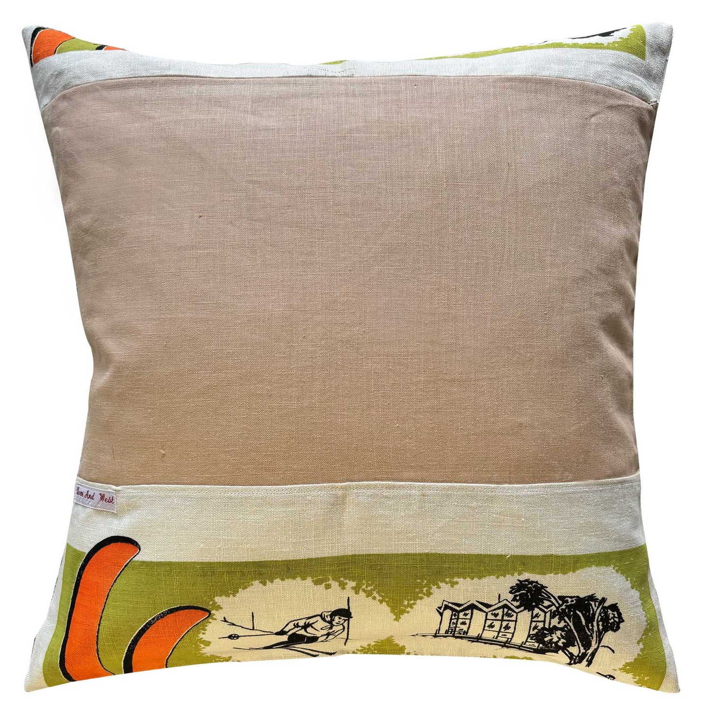 Snowy Mountains map vintage linen teatowel pillow cover