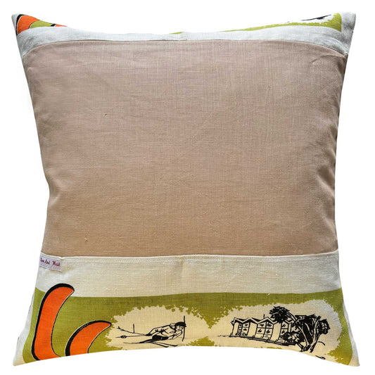Snowy Mountains map vintage linen teatowel pillow cover