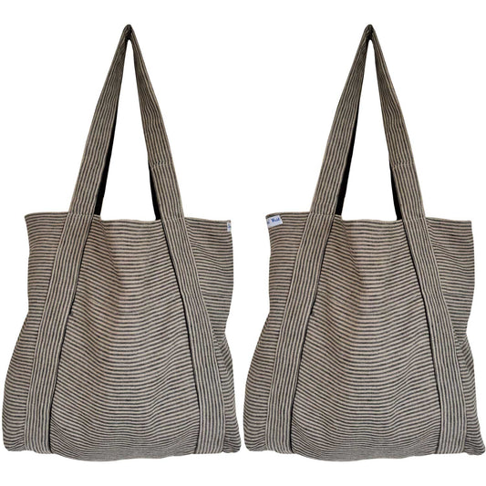 Striped linen tote bag