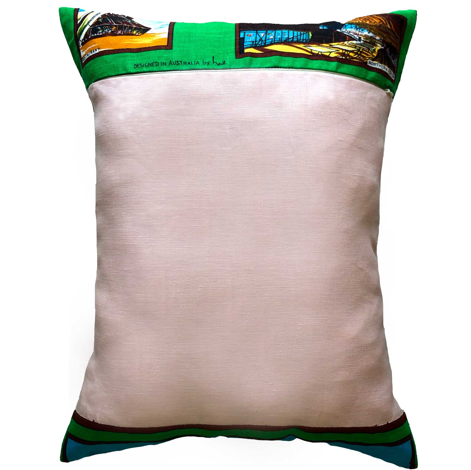 Sydney Opera house vintage linen teatowel cushion cover on white background for Love And West