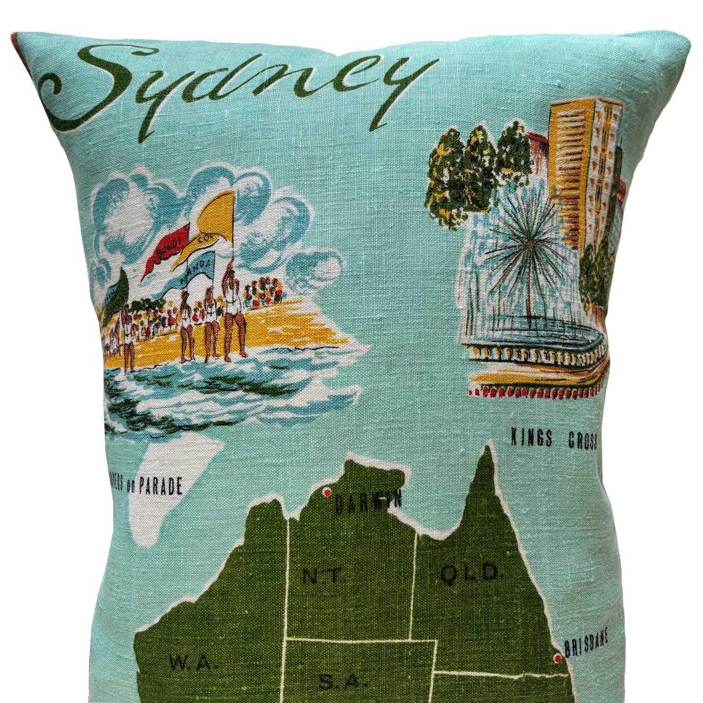 Sydney Souvenir Teatowel cushion | Gorgeous original linen