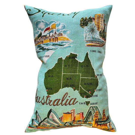 Sydney Souvenir Teatowel cushion | Gorgeous original linen