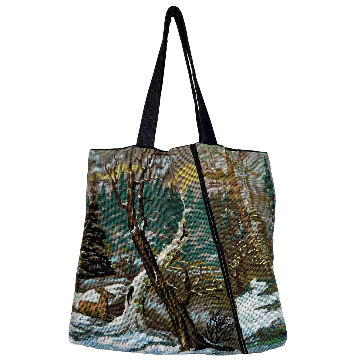 Tapestry tote bag back on white background