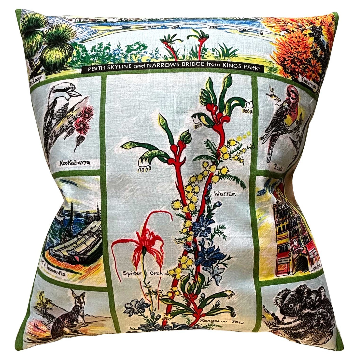 West Australia souvenir vintage teatowel Cushion Cover