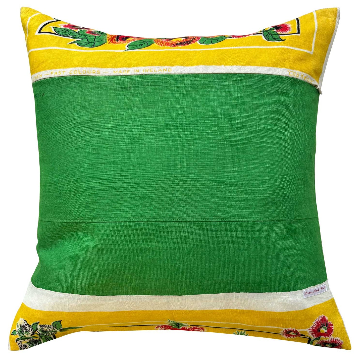 1960 calendar teatowel cushion cover, reverse, on white background