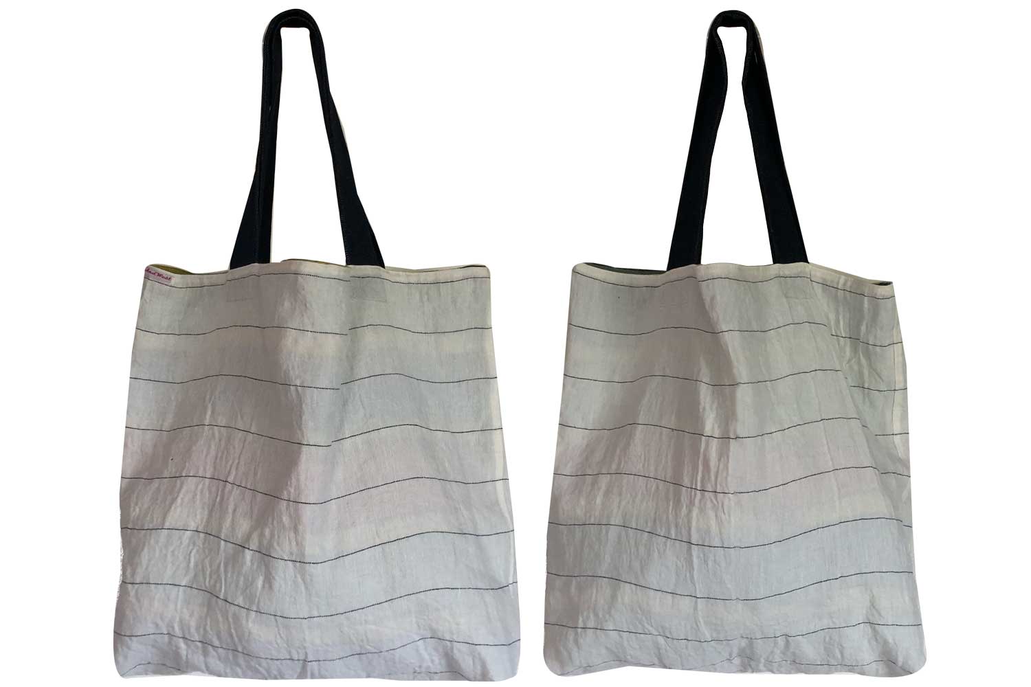 Striped linen tote bag