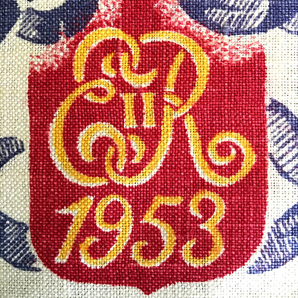 1953 ER coronation teatowel cushion cover