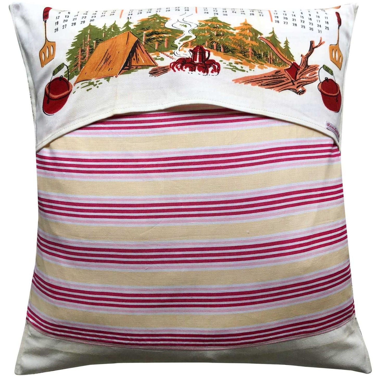 1965 vintage linen teatowel cushion cover