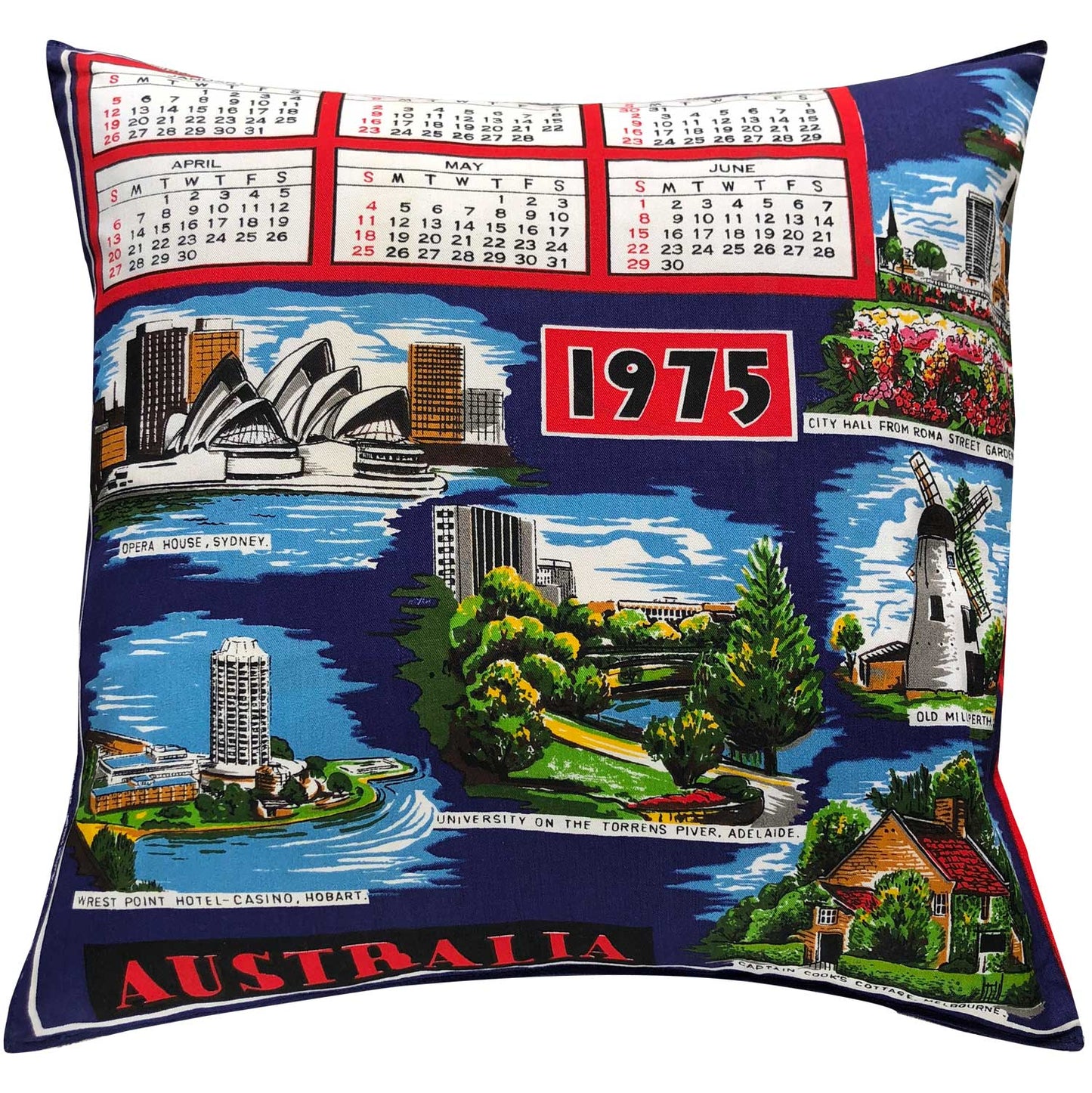 1975 vintage cotton teatowel cushion cover