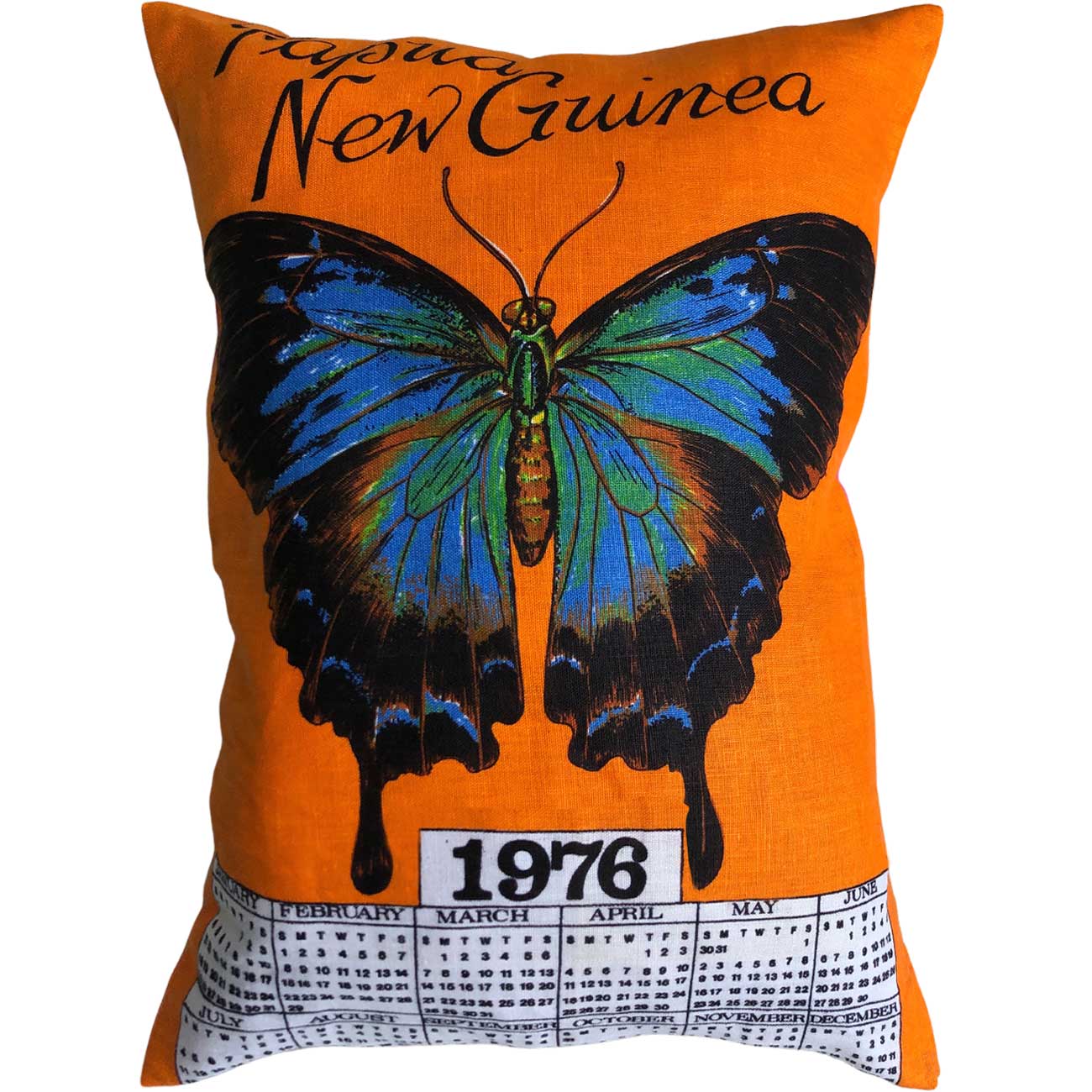 1976 calendar teatowel, with Ulysees Blue butterfly