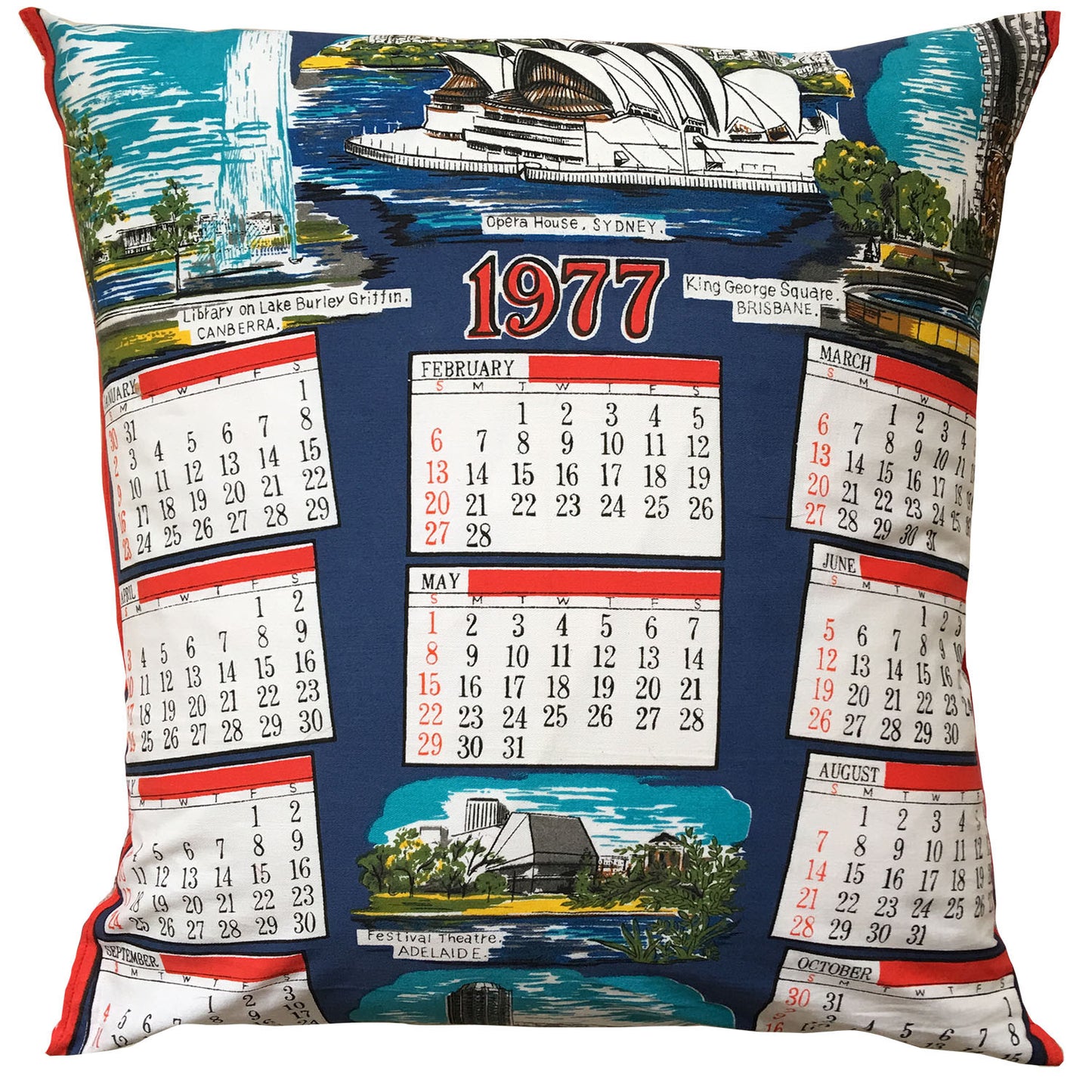 1977 Australian landmarks teatowel cushion cover