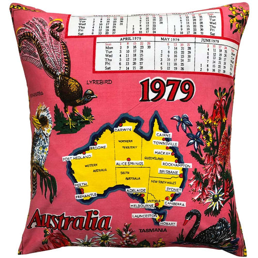 1979 cotton calendar teatowel cushion cover
