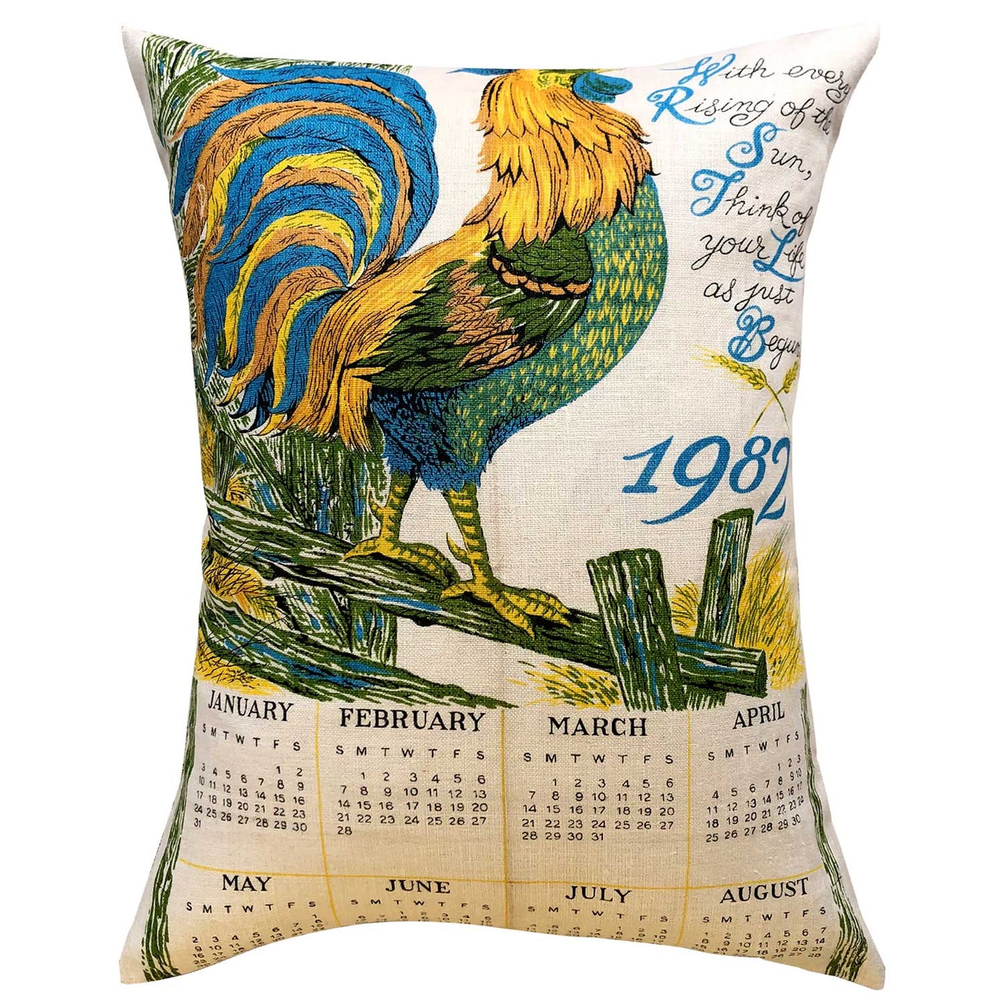 1982 vintage linen teatowel cushion cover