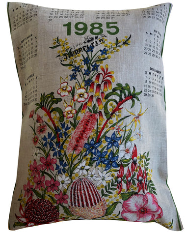 1985 Wildflowers of Australia calendar teatowel cushion cover