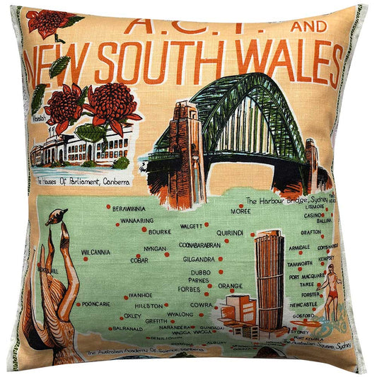 NSW and ACT map and landmarks cushion cover