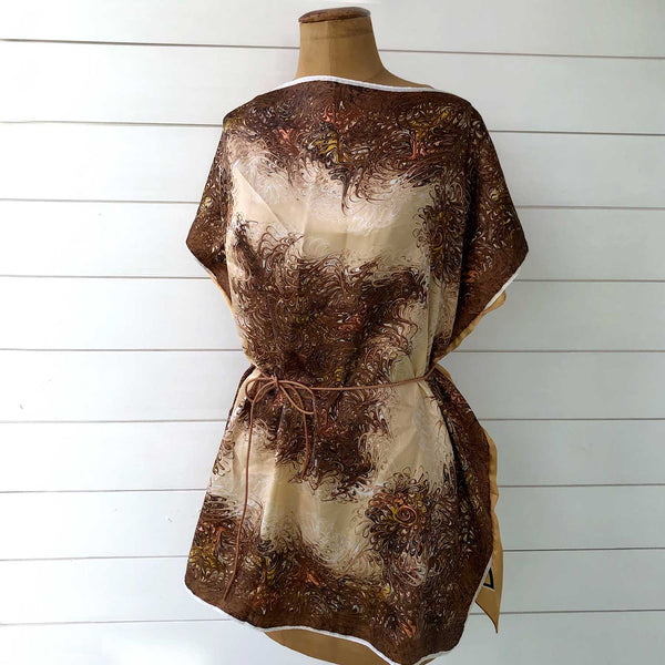 Australian wildflowers and abstract design Vintage scarf top