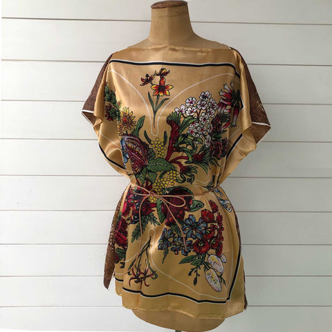 Australian wildflowers and abstract design Vintage scarf top