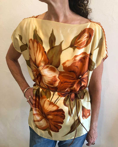 autumn florals vintage scarf top 