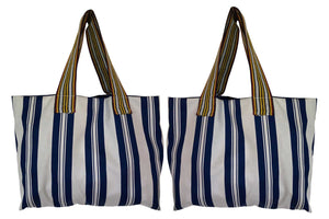 Blue stripe beach bag