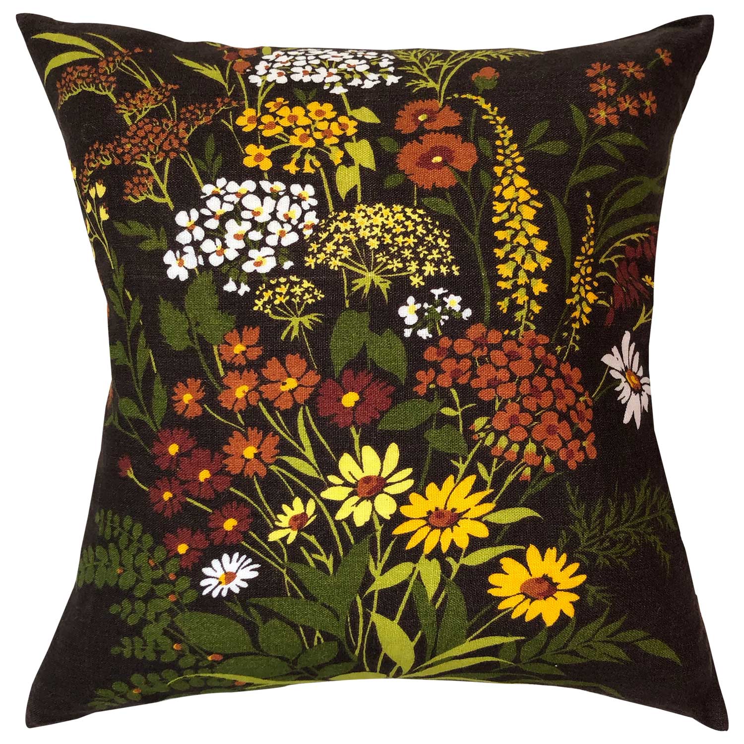Autumn toned floral vintage linen teatowel cushion cover