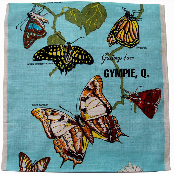 Love And West Gympie butterflies vintage teatowel cushion cover