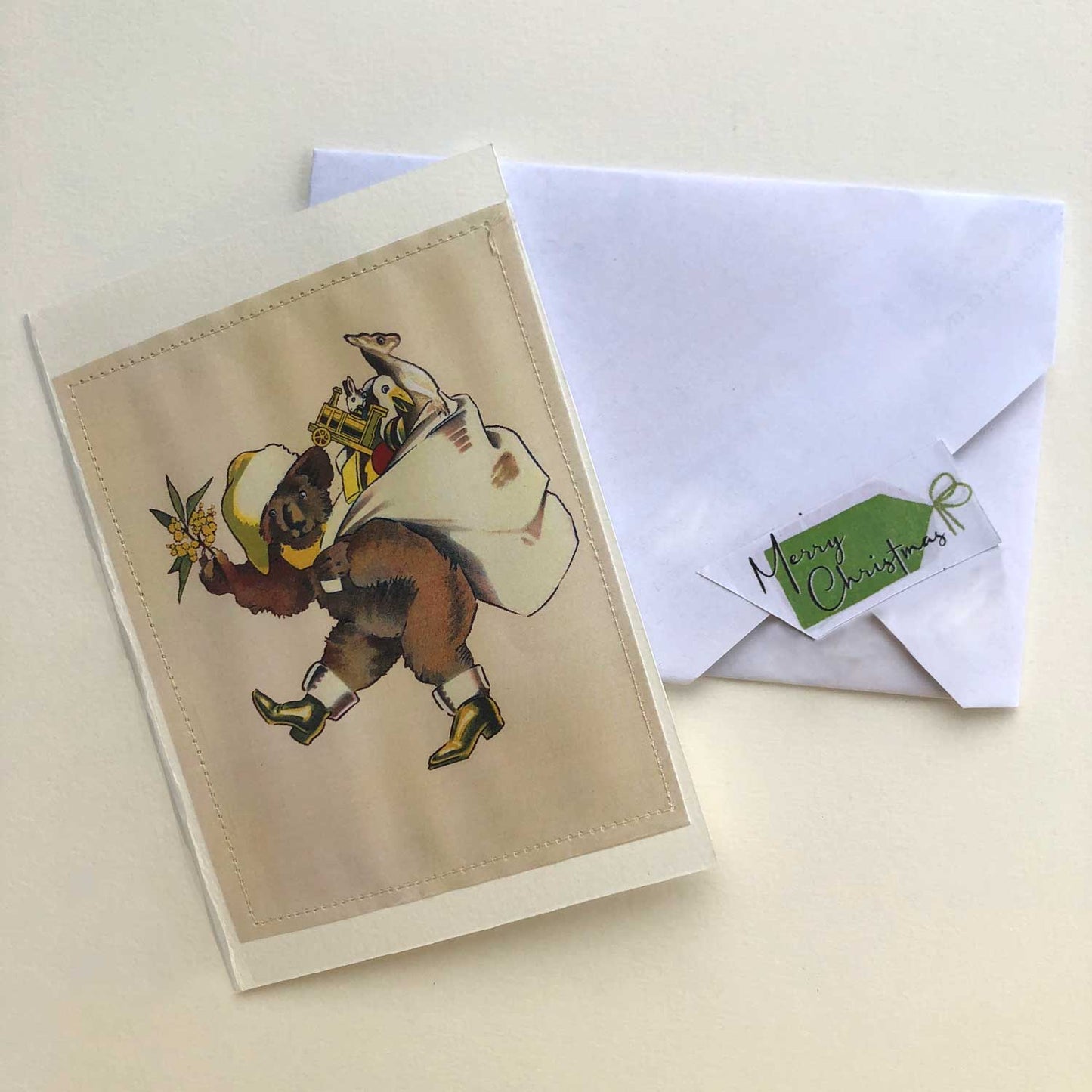 Christmas cards with teatowel designs.