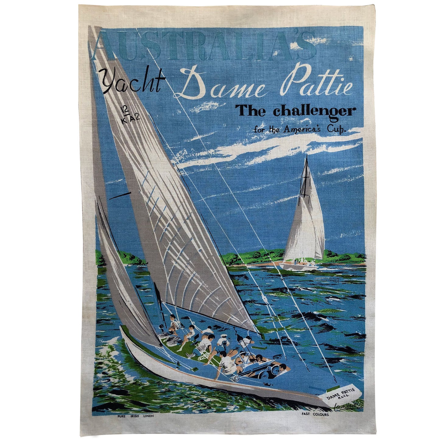 Dame Pattie vintage linen teatowel