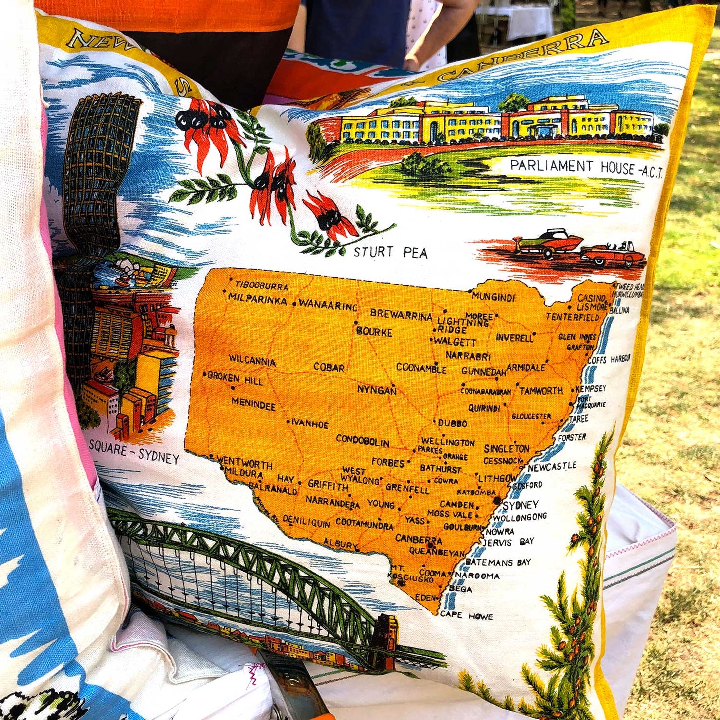 New South Wales and ACT souvenir teatowel cushion cover