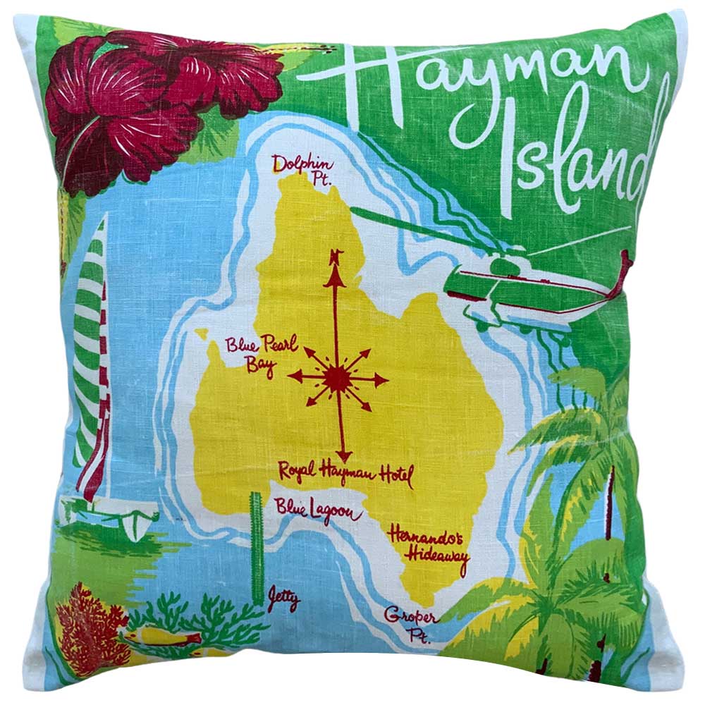 Hayman Island vintage linen teatowel cushion cover