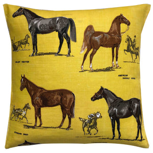 Horse breeds on vintage linen