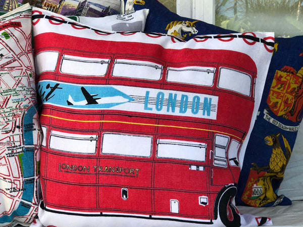 London Routemaster souvenir teatowel cushion cover
