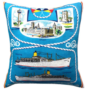 Cruise lines vintage teatowel cushion cover