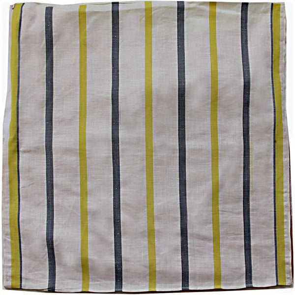 Grey and yellow stripe vintage linen teatowel cushion cover