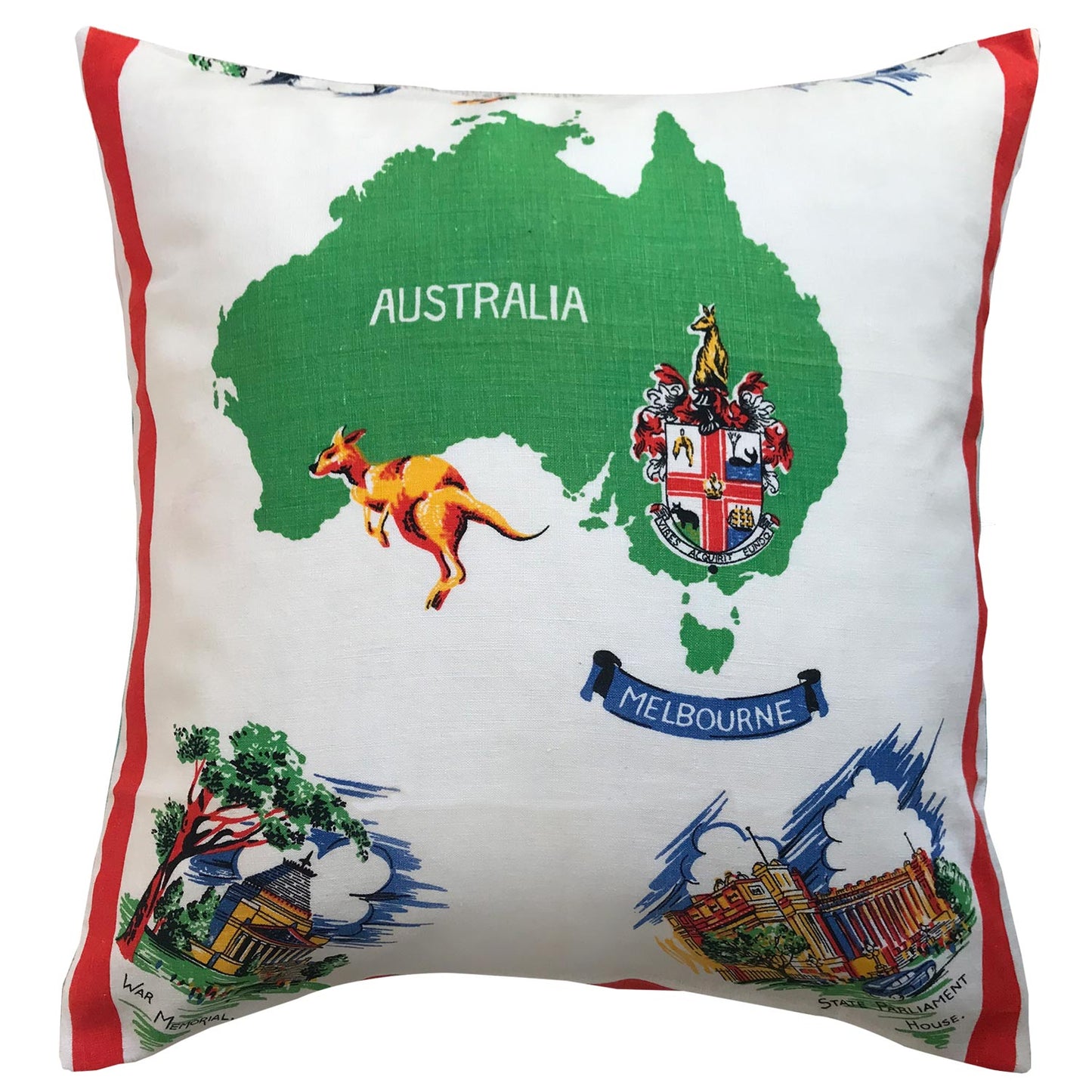 Melbourne vintage linen teatowel cushion cover