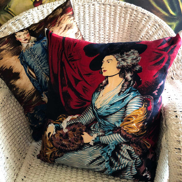 Mrs Siddons vintage linen teatowel cushion cover