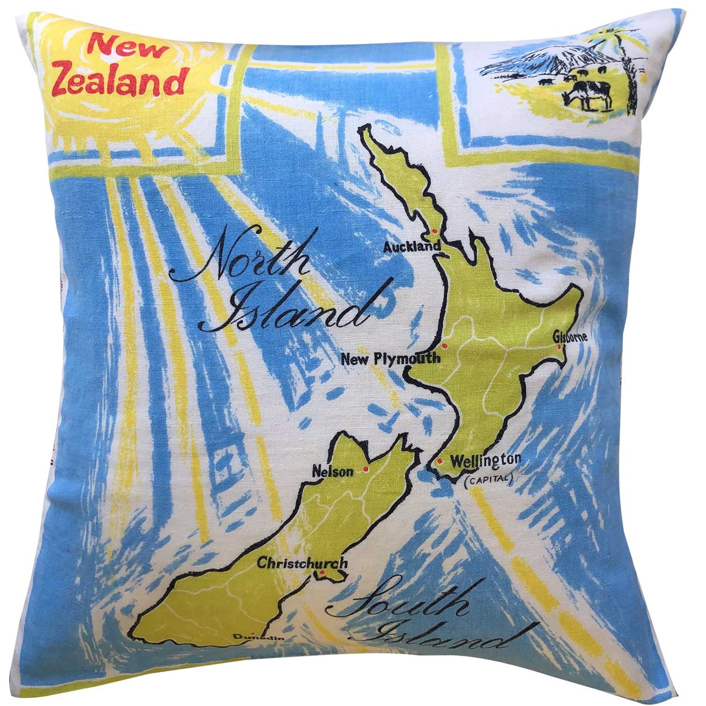 New Zealand dairy teatowel cushion cover