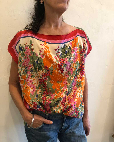 floral vintage acetate scarf top 