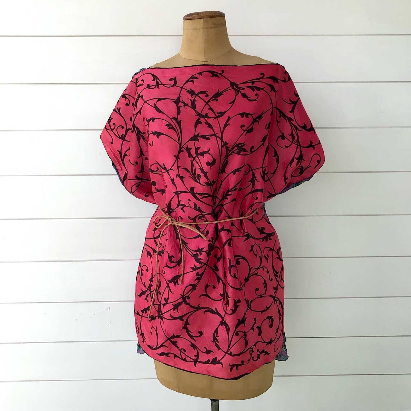 Pink and silk Vintage scarf top