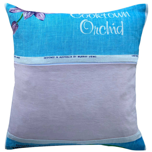 Cooktown orchid vintage teatowel cushion