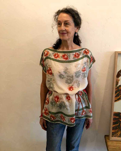 floral vintage acetate scarf top 