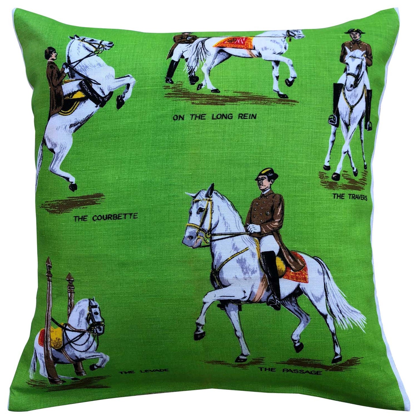 Spanish white horses linen teatowel cushion cover
