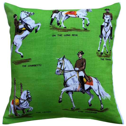 Spanish white horses linen teatowel cushion cover